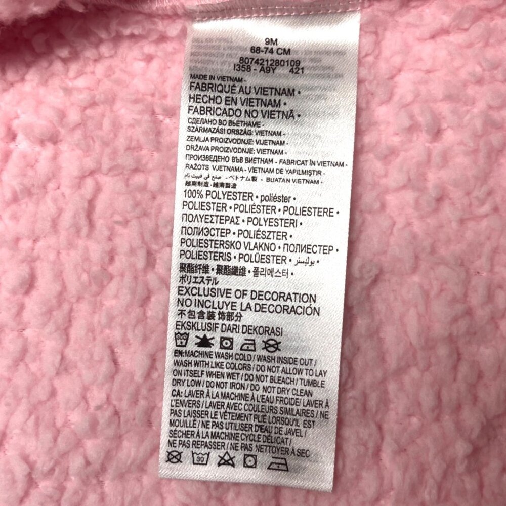 Nike Baby Girls Hooded Fleece Coverall Pink 9M Cozy Zip-Up NWT - Picture 7 of 7